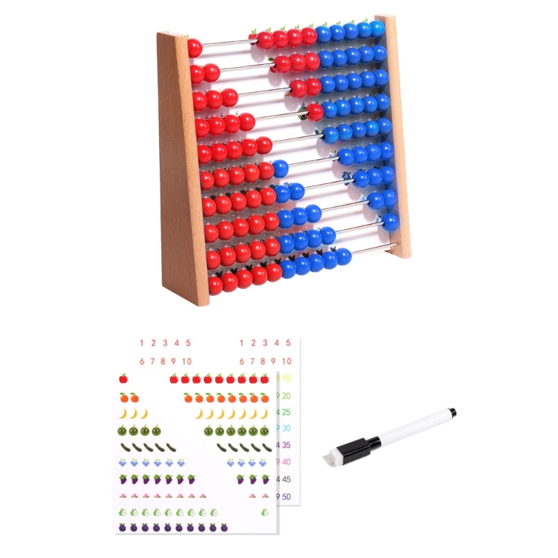 Abacus Counting Bead - Houten telraam met rode en blauwe