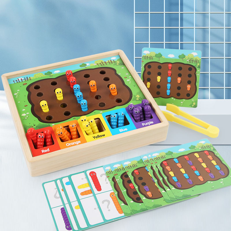 Kids Nature Education - Montessori Kleurclassificatie Vangen Wormen Spel Vroege