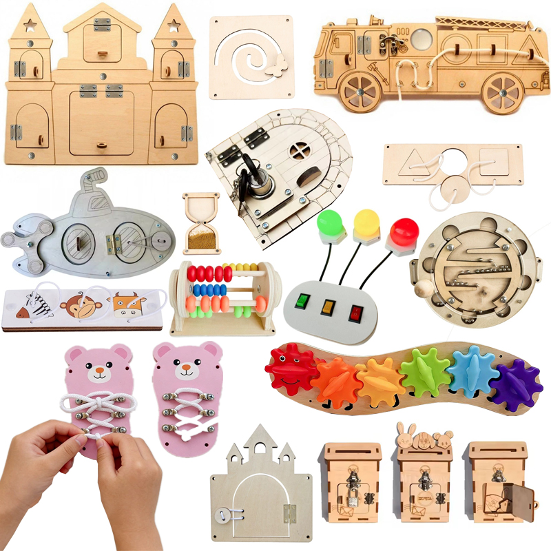 Kids Education Usa - DIY Montessori Busy Board Houten Accessoires